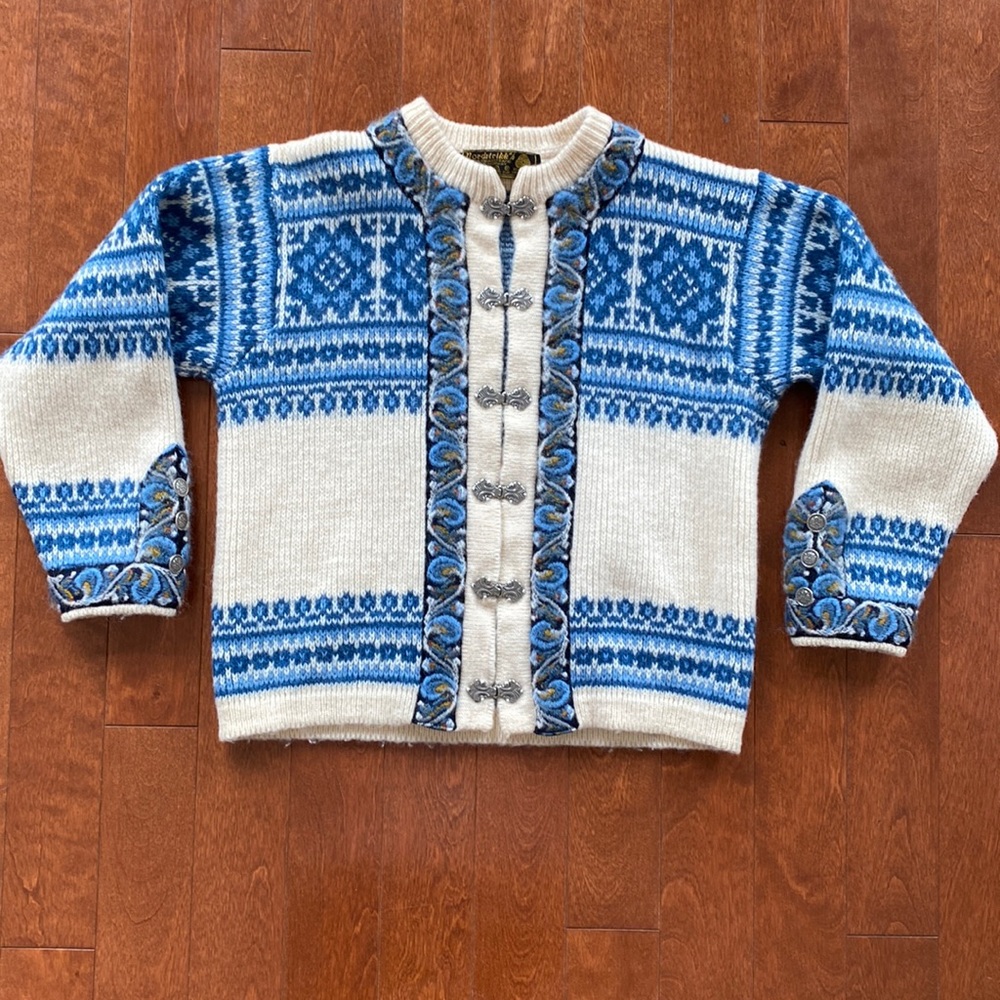 Blue and White Patterned Women's Cardigan